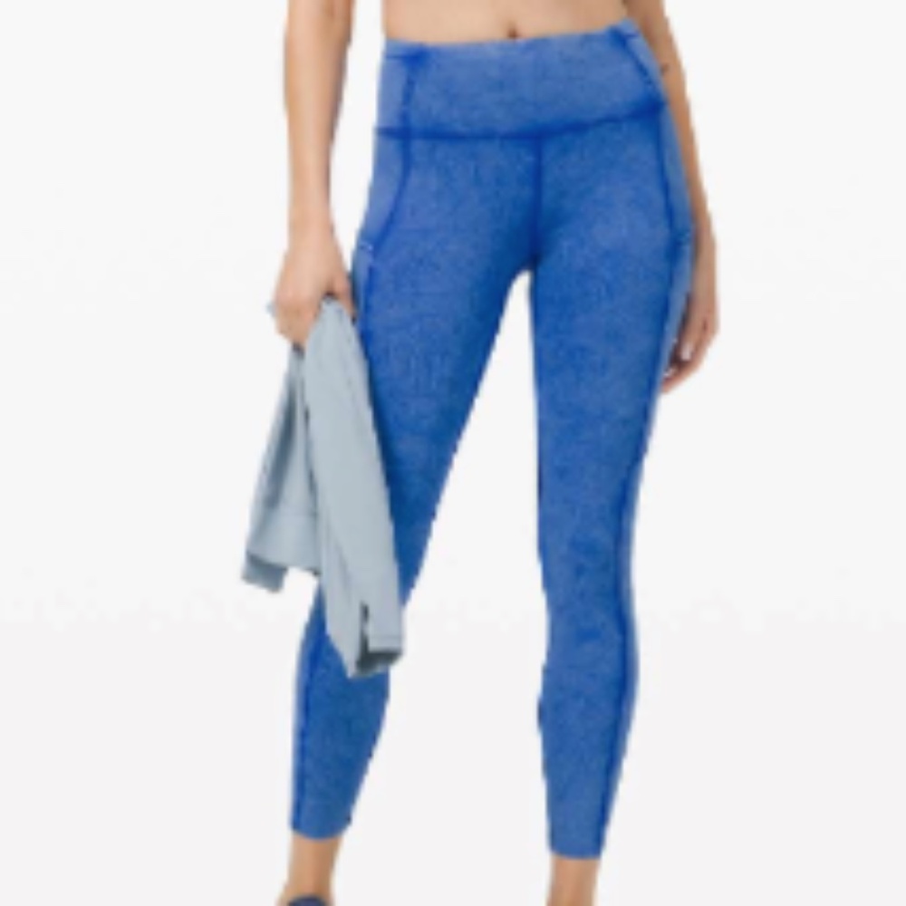 Lululemon Fast and Free High Rise Tight 25" Ice Dye Ice Wash Cerulean Blue Size4